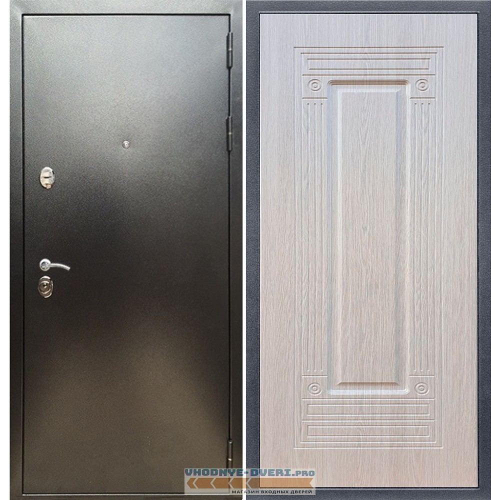 Входная дверь REX (Рекс) 5 (антик серебро) ФЛ-4 беленый дуб