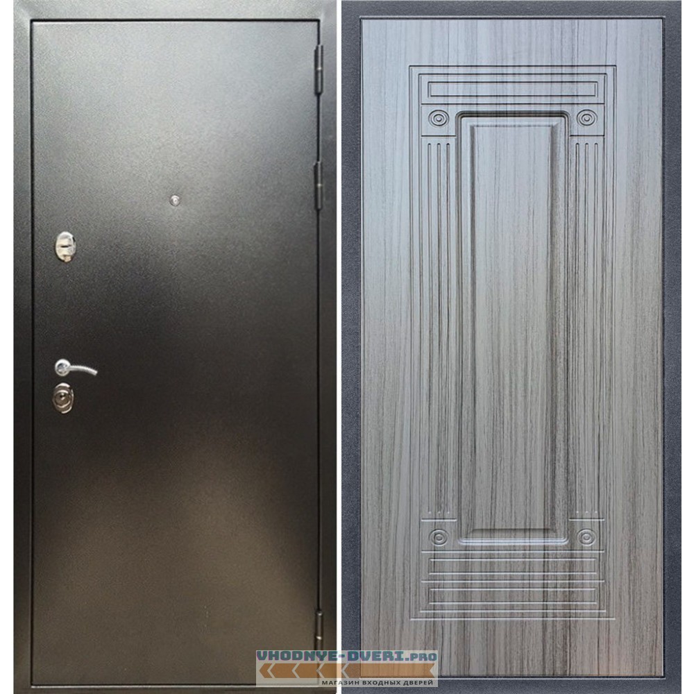 Входная дверь REX (Рекс) 5 (антик серебро) ФЛ-4 сандал серый