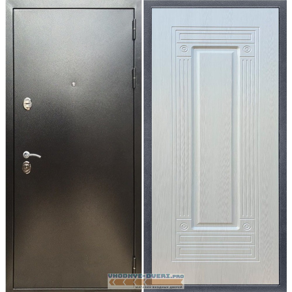 Входная дверь REX (Рекс) 5 (антик серебро) ФЛ-4 ясень белый