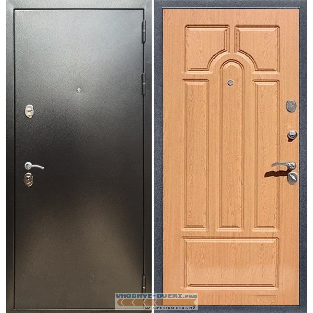 Входная дверь REX (Рекс) 5 (антик серебро) ФЛ-58 дуб светлый