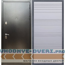 Входная дверь REX (Рекс) 5 (антик серебро) полоски горизонтальные силк титан