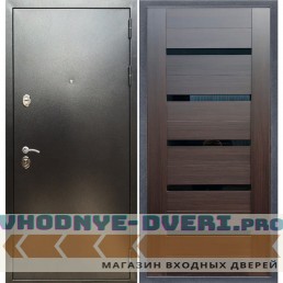 Входная дверь REX (Рекс) 5 (антик серебро) сб-14 эковенге черное стекло