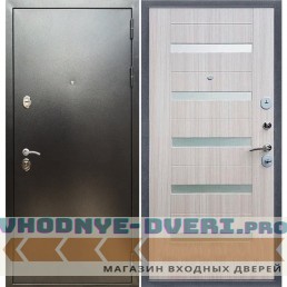 Входная дверь REX (Рекс) 5 (антик серебро) СБ-14 сандал светлый белое стекло