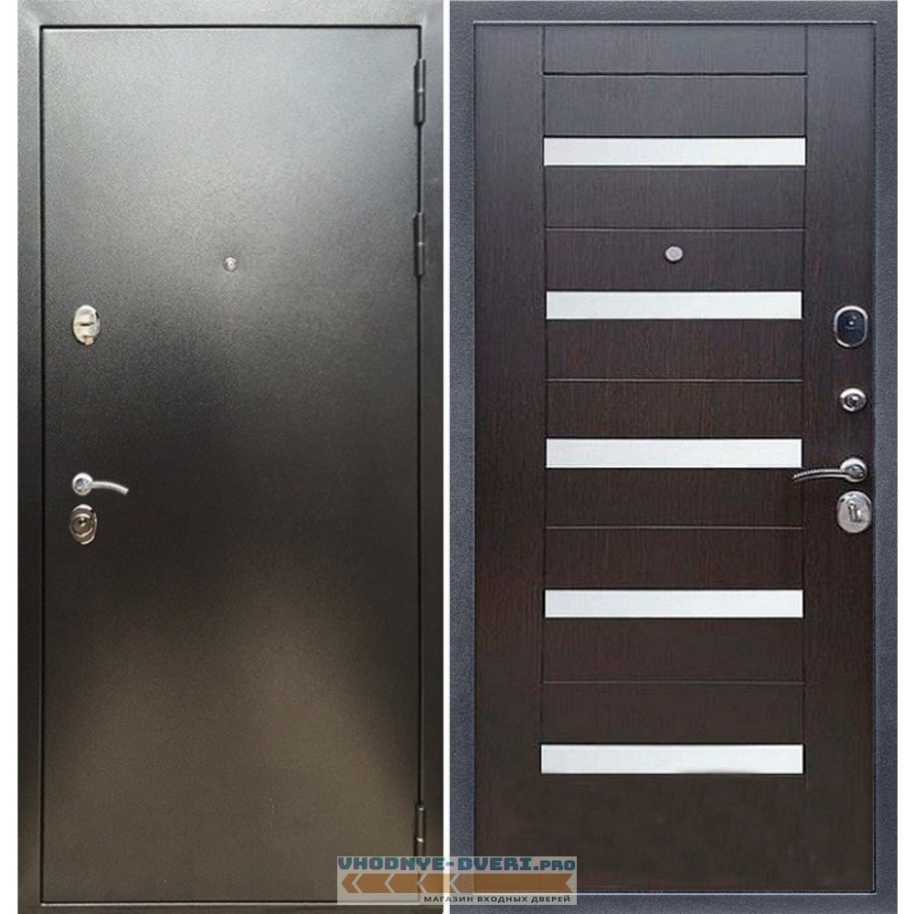 Входная дверь REX (Рекс) 5 (антик серебро) сб-14 венге белое стекло