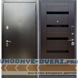 Входная дверь REX (Рекс) 5 (антик серебро) сб-14 венге черное стекло