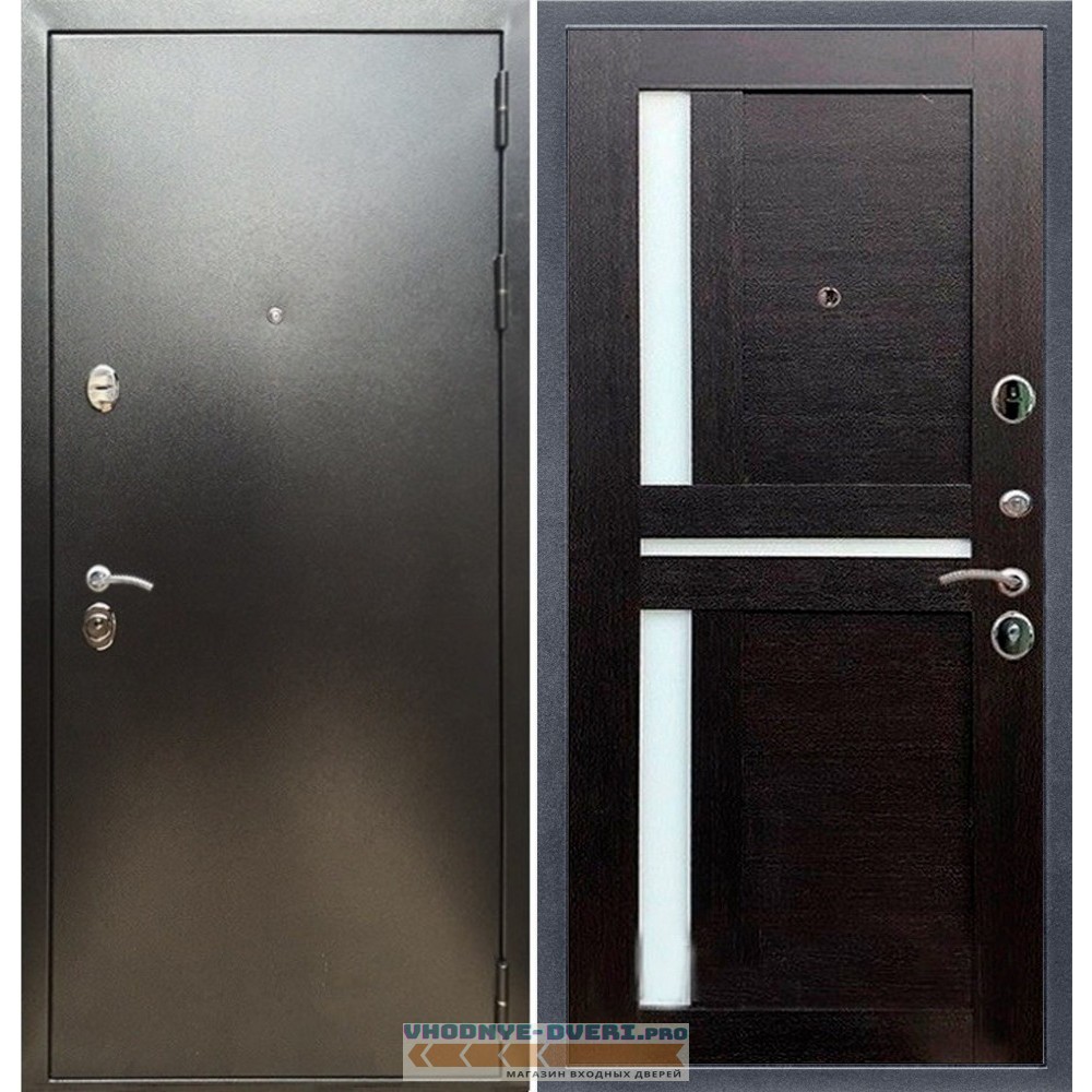 Входная дверь REX (Рекс) 5 (антик серебро) сб-18 венге белое стекло