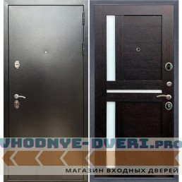 Входная дверь REX (Рекс) 5 (антик серебро) сб-18 венге белое стекло