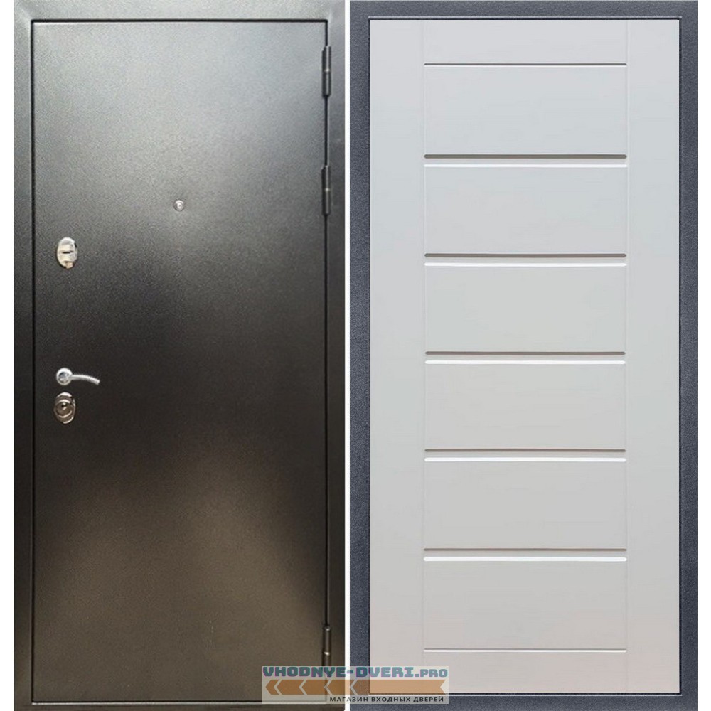 Входная дверь REX (Рекс) 5 (антик серебро) сити 16 мм ясень белый