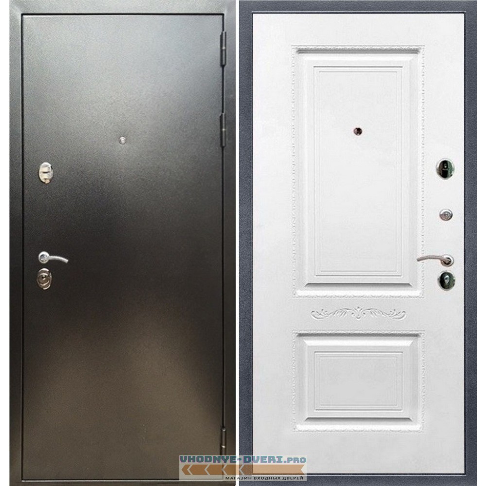 Входная дверь REX (Рекс) 5 (антик серебро) смальта 04 белый матовый