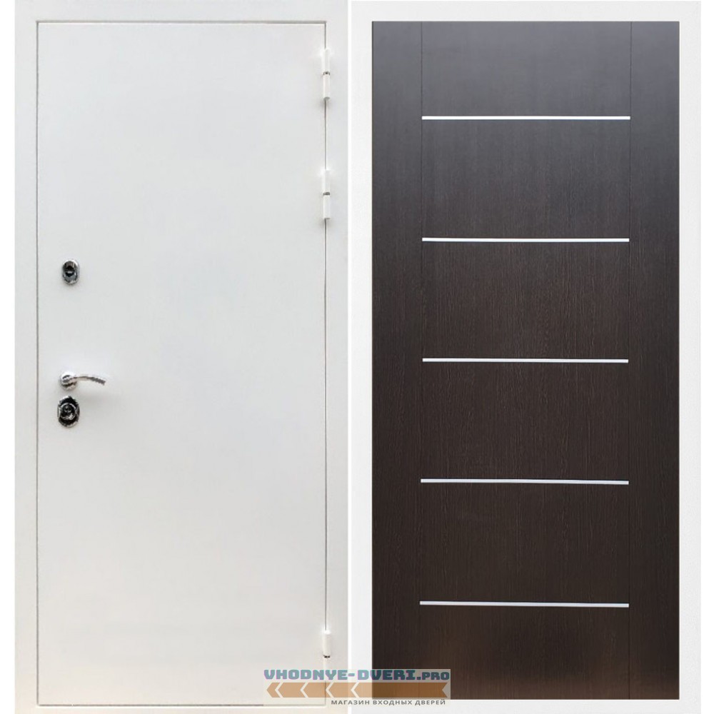 Входная дверь REX (Рекс) 5 белая шагрень B03 молдинг венге