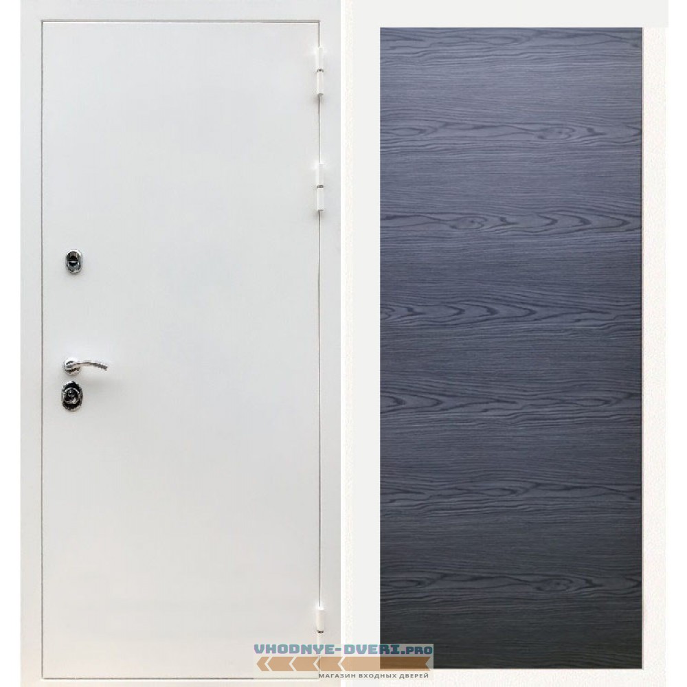 Входная дверь REX (Рекс) 5 белая дуб тангент черный горизонт софт