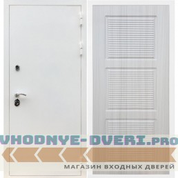 Входная дверь REX (Рекс) 5 белая шагрень ФЛ-1 беленый дуб