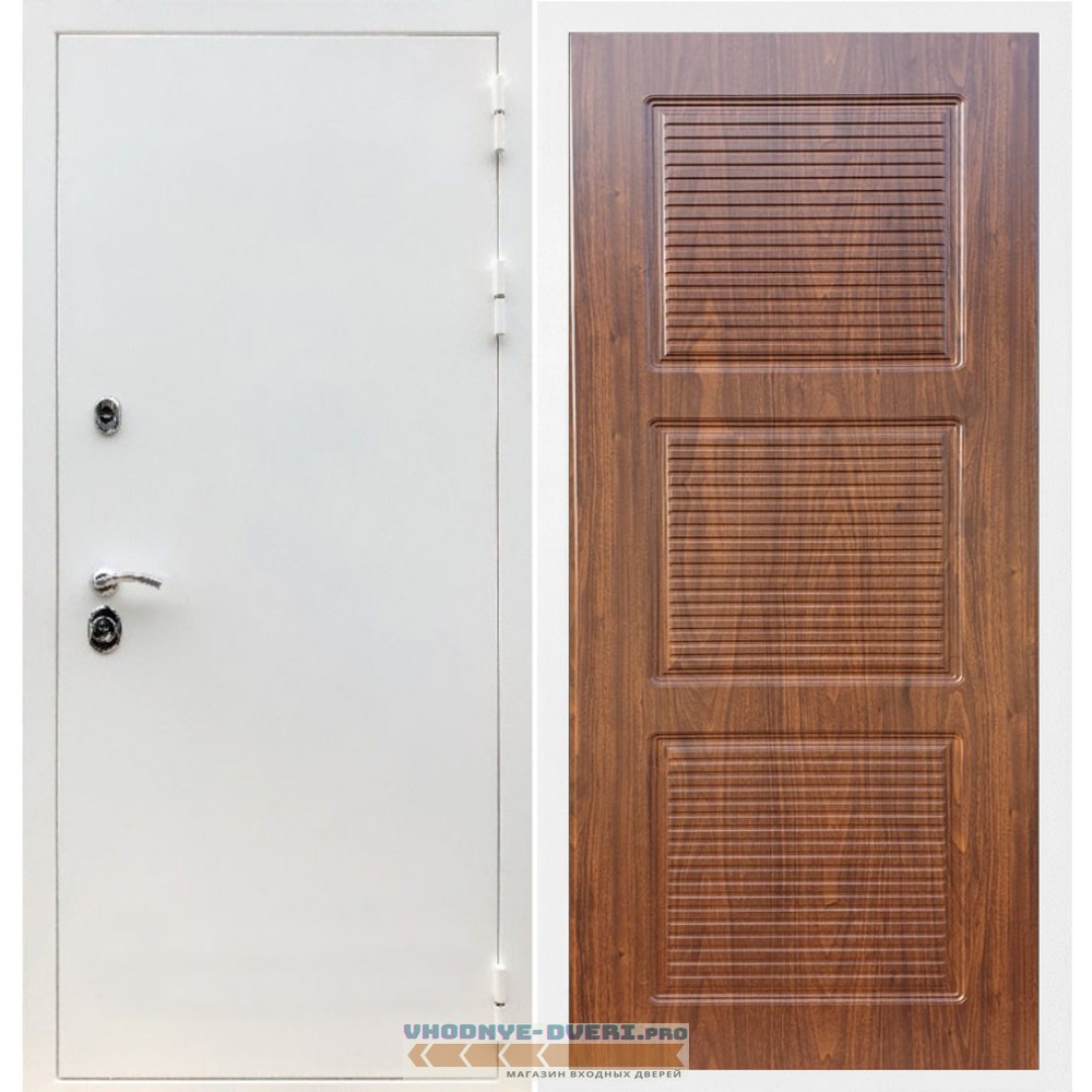 Входная дверь REX (Рекс) 5 белая шагрень ФЛ-1 итальянский орех