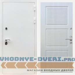 Входная дверь REX (Рекс) 5 белая шагрень ФЛ-1 Лиственница