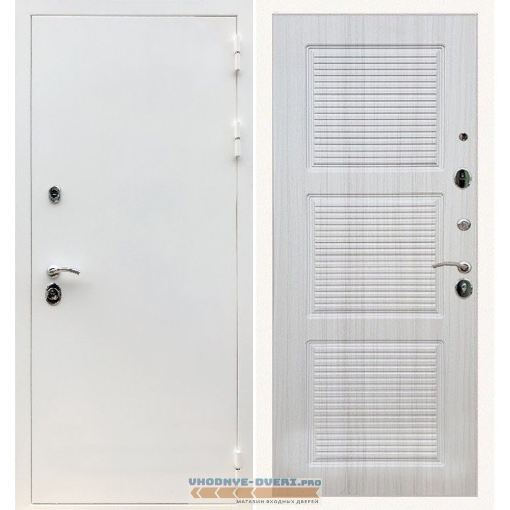 Входная дверь REX (Рекс) 5 белая шагрень ФЛ-1 Сандал светлый