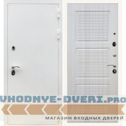 Входная дверь REX (Рекс) 5 белая шагрень ФЛ-1 Сандал светлый