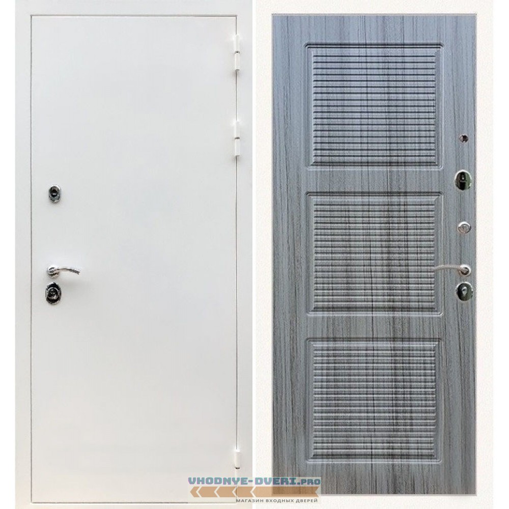 Входная дверь REX (Рекс) 5 белая шагрень ФЛ-1 сандал серый