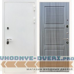 Входная дверь REX (Рекс) 5 белая шагрень ФЛ-1 сандал серый