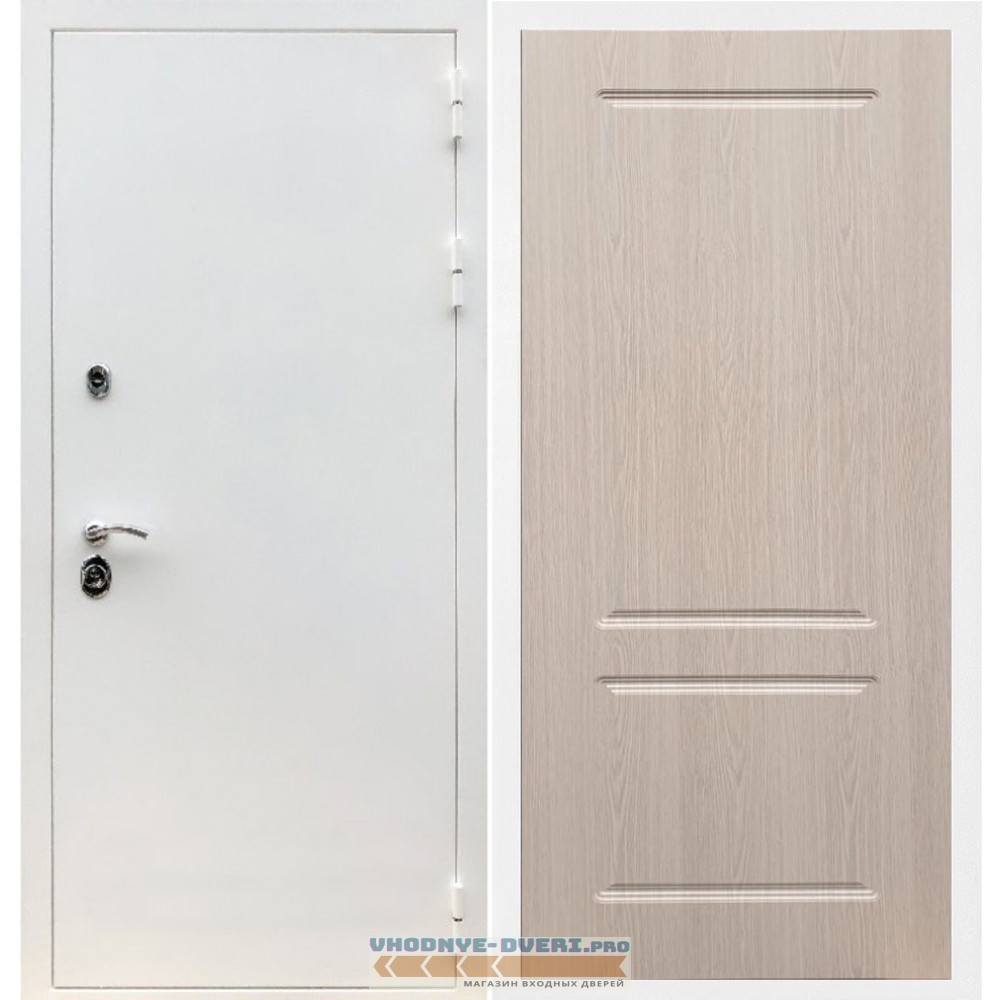 Входная дверь REX (Рекс) 5 белая шагрень ФЛ-117 беленый дуб