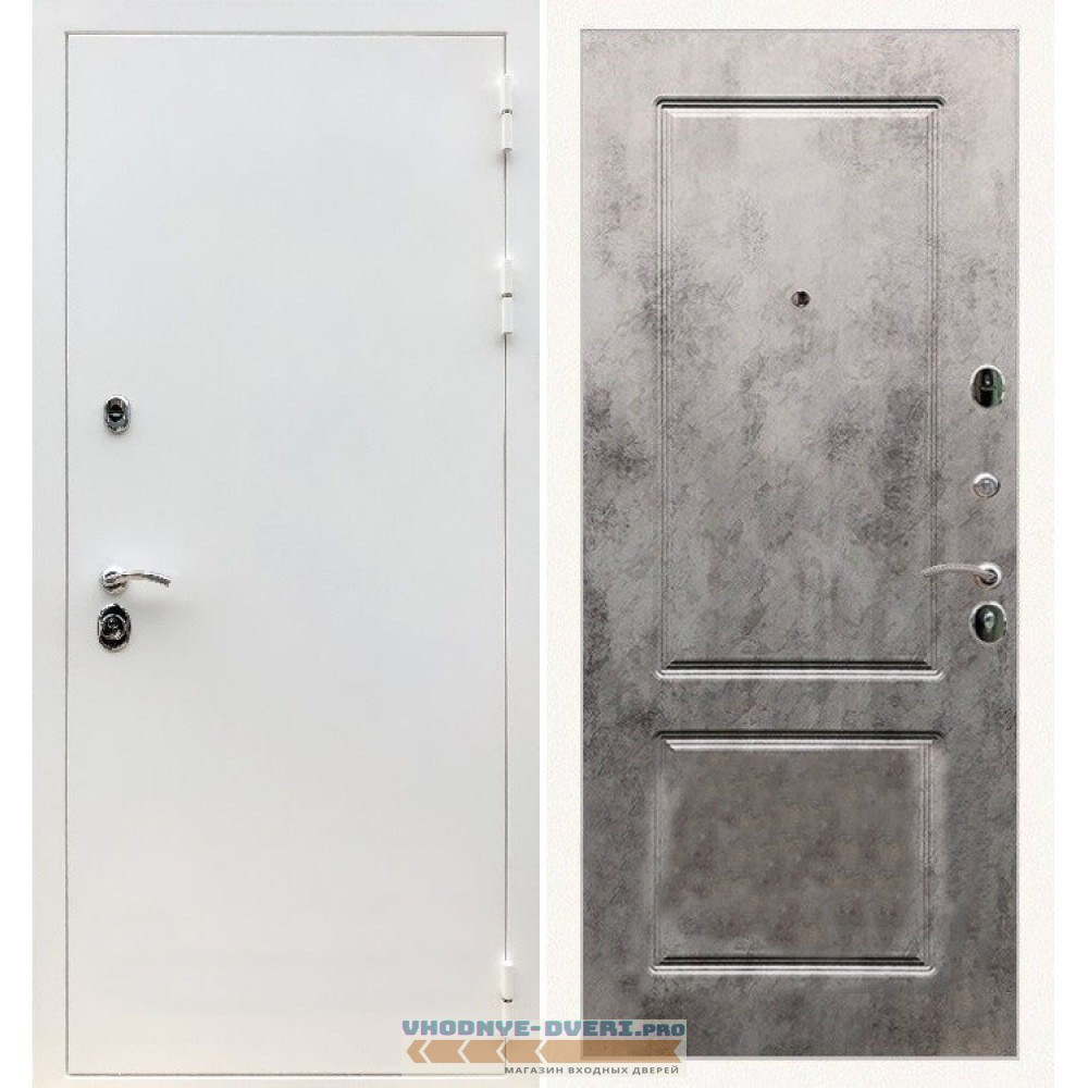 Входная дверь REX (Рекс) 5 белая шагрень ФЛ-117 бетон темный