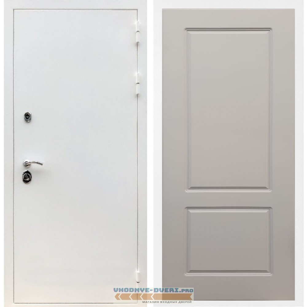 Входная дверь REX (Рекс) 5 белая шагрень ФЛ-117 софт грей