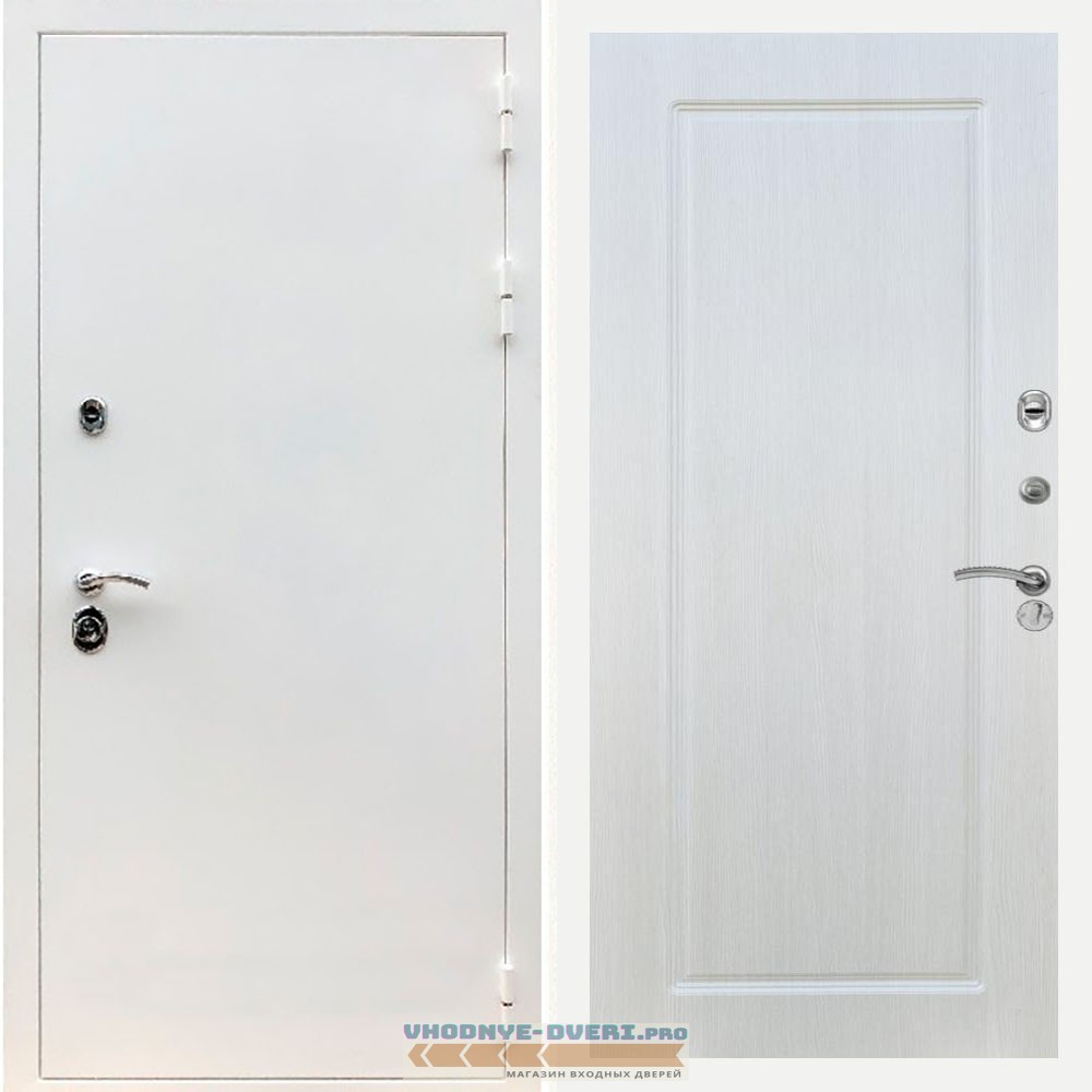 Входная дверь REX (Рекс) 5 белая шагрень ФЛ-119 Лиственница бежевая