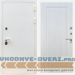 Входная дверь REX (Рекс) 5 белая шагрень ФЛ-119 Лиственница бежевая