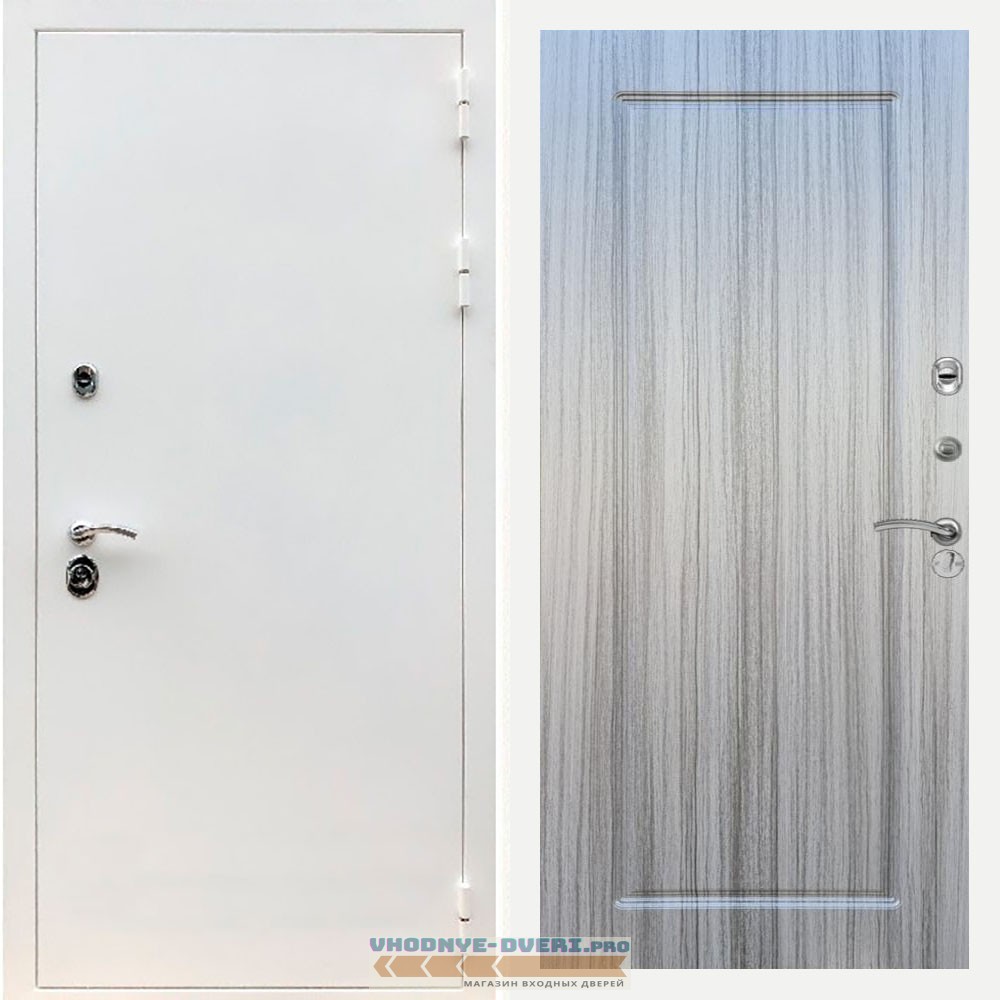 Входная дверь REX (Рекс) 5 белая шагрень ФЛ-119 Сандал серый