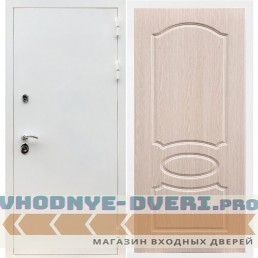 Входная дверь REX (Рекс) 5 белая шагрень ФЛ-128 беленый дуб