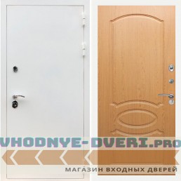 Входная дверь REX (Рекс) 5 белая шагрень ФЛ-128 Дуб светлый