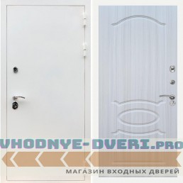 Входная дверь REX (Рекс) 5 белая шагрень ФЛ-128 Сандал светлый