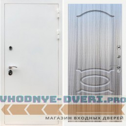 Входная дверь REX (Рекс) 5 белая шагрень ФЛ-128 Сандал серый