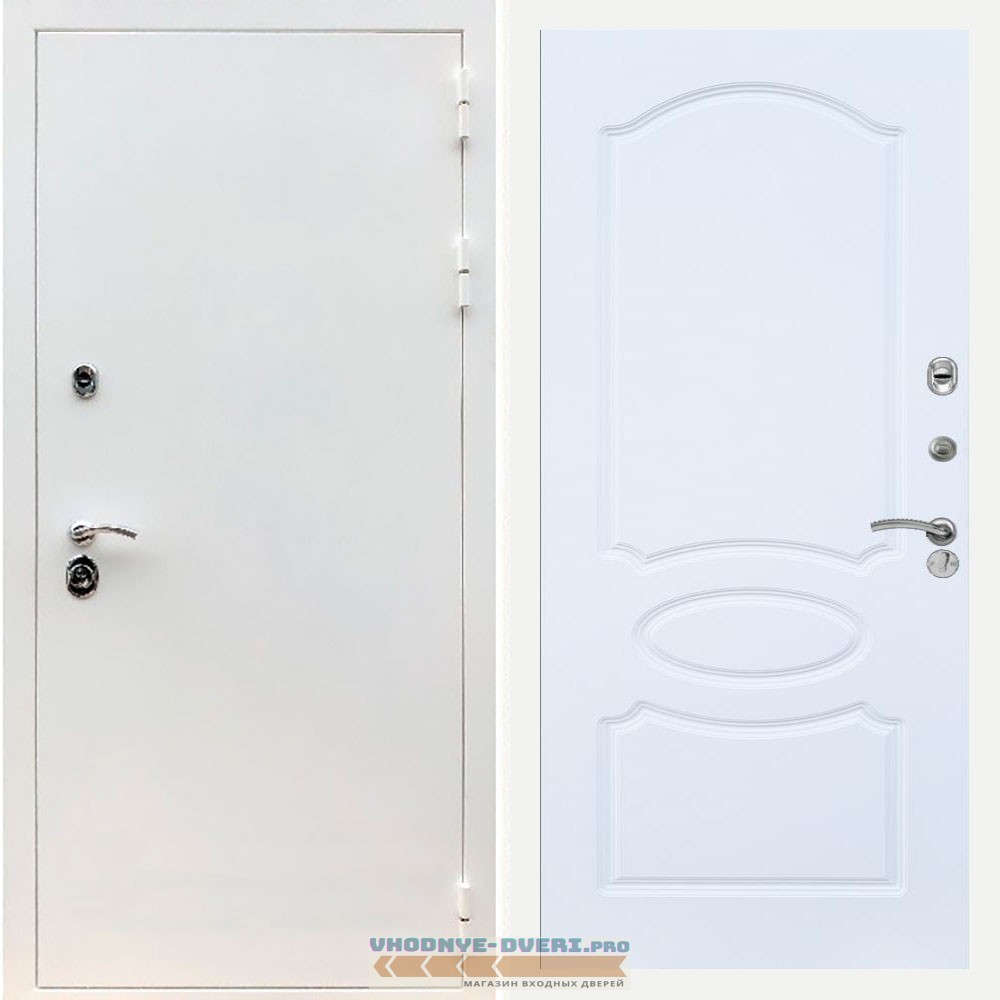 Входная дверь REX (Рекс) 5 белая шагрень ФЛ-128 Белый матовый