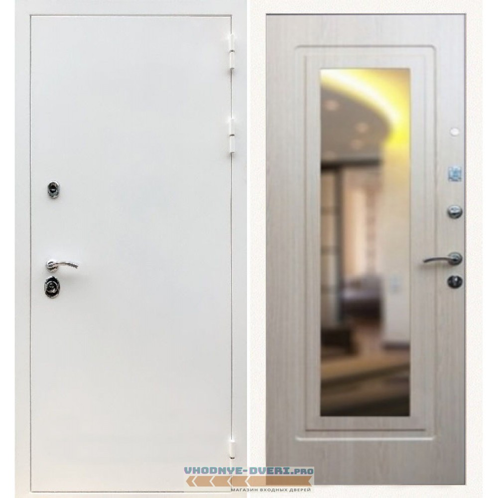 Входная дверь REX (Рекс) 5 белая шагрень ФЛЗ-120 беленый дуб