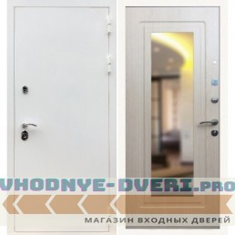 Входная дверь REX (Рекс) 5 белая шагрень ФЛЗ-120 беленый дуб