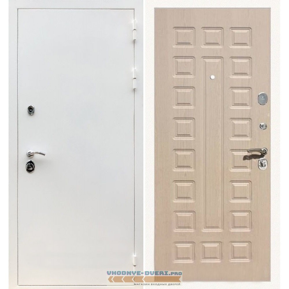 Входная дверь REX (Рекс) 5 белая шагрень ФЛ-183 беленый дуб