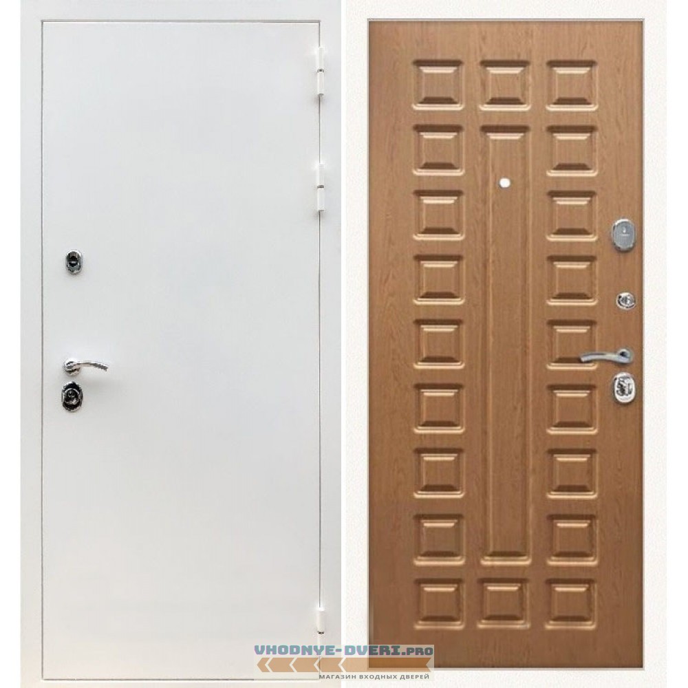 Входная дверь REX (Рекс) 5 белая шагрень ФЛ-183 дуб светлый