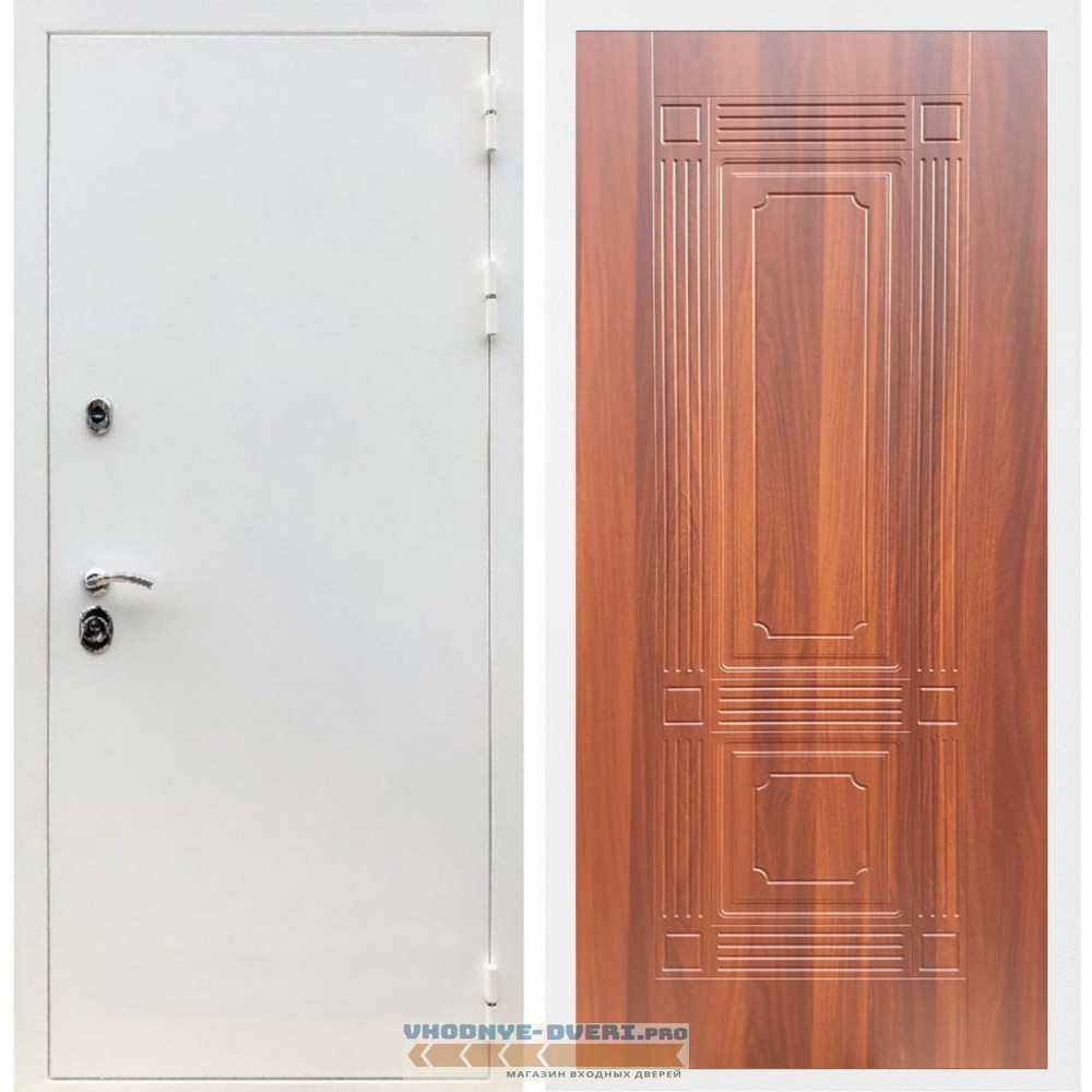 Входная дверь REX (Рекс) 5 белая шагрень ФЛ-2 итальянский орех 6мм