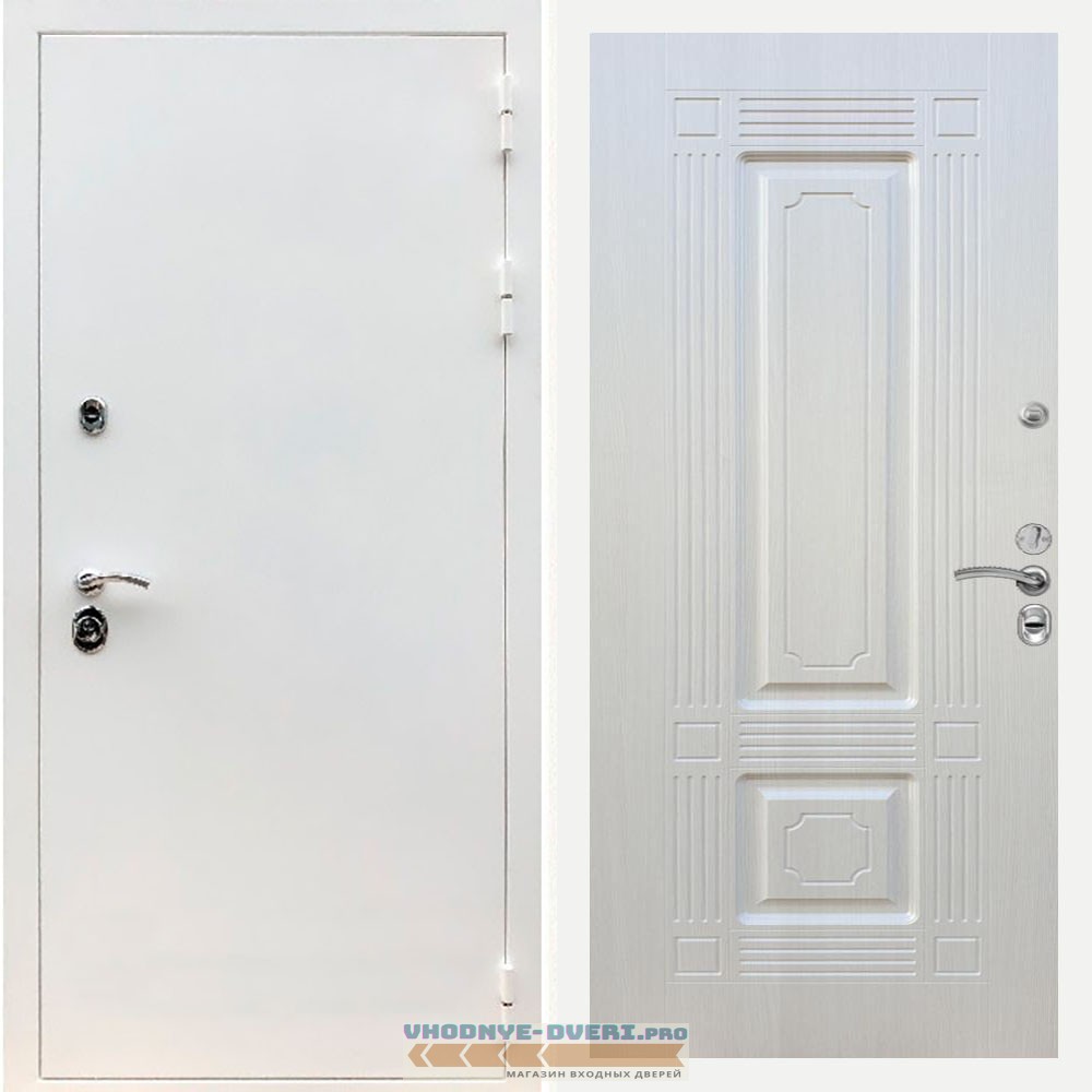 Входная дверь REX (Рекс) 5 белая шагрень ФЛ-2 Лиственница
