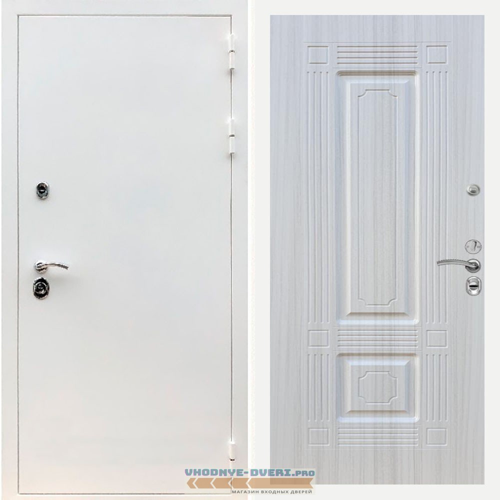 Входная дверь REX (Рекс) 5 белая шагрень ФЛ-2 Сандал белый