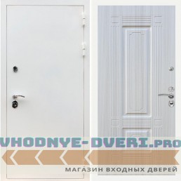 Входная дверь REX (Рекс) 5 белая шагрень ФЛ-2 Сандал белый