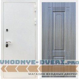 Входная дверь REX (Рекс) 5 белая шагрень ФЛ-2 сандал серый 16 мм