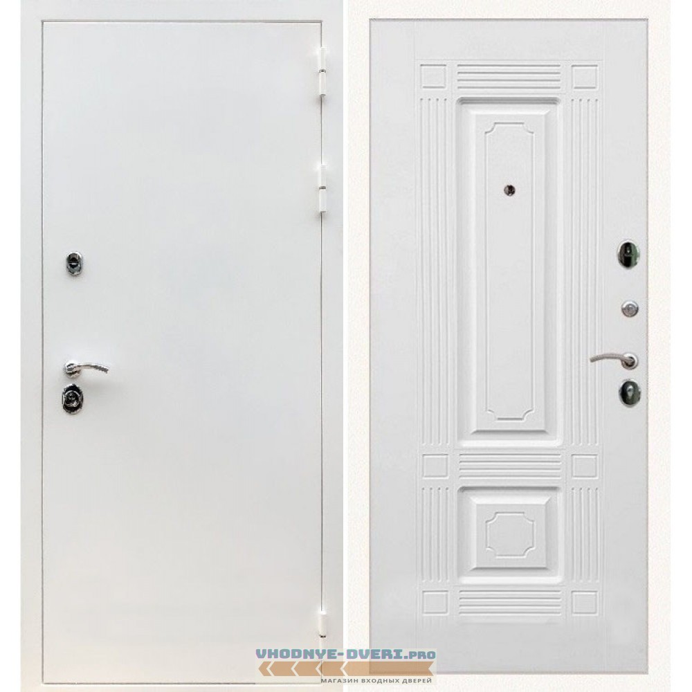 Входная дверь REX (Рекс) 5 белая шагрень ФЛ-2 ясень белый 16 мм