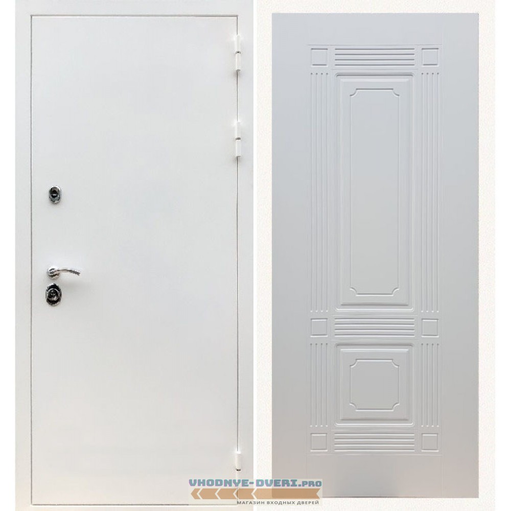 Входная дверь REX (Рекс) 5 белая шагрень ФЛ-2 ясень белый 6 мм