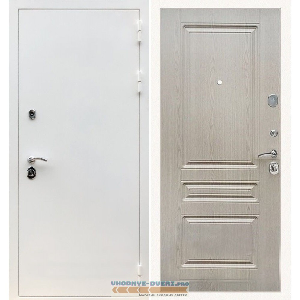 Входная дверь REX (Рекс) 5 белая шагрень ФЛ-243 беленый дуб