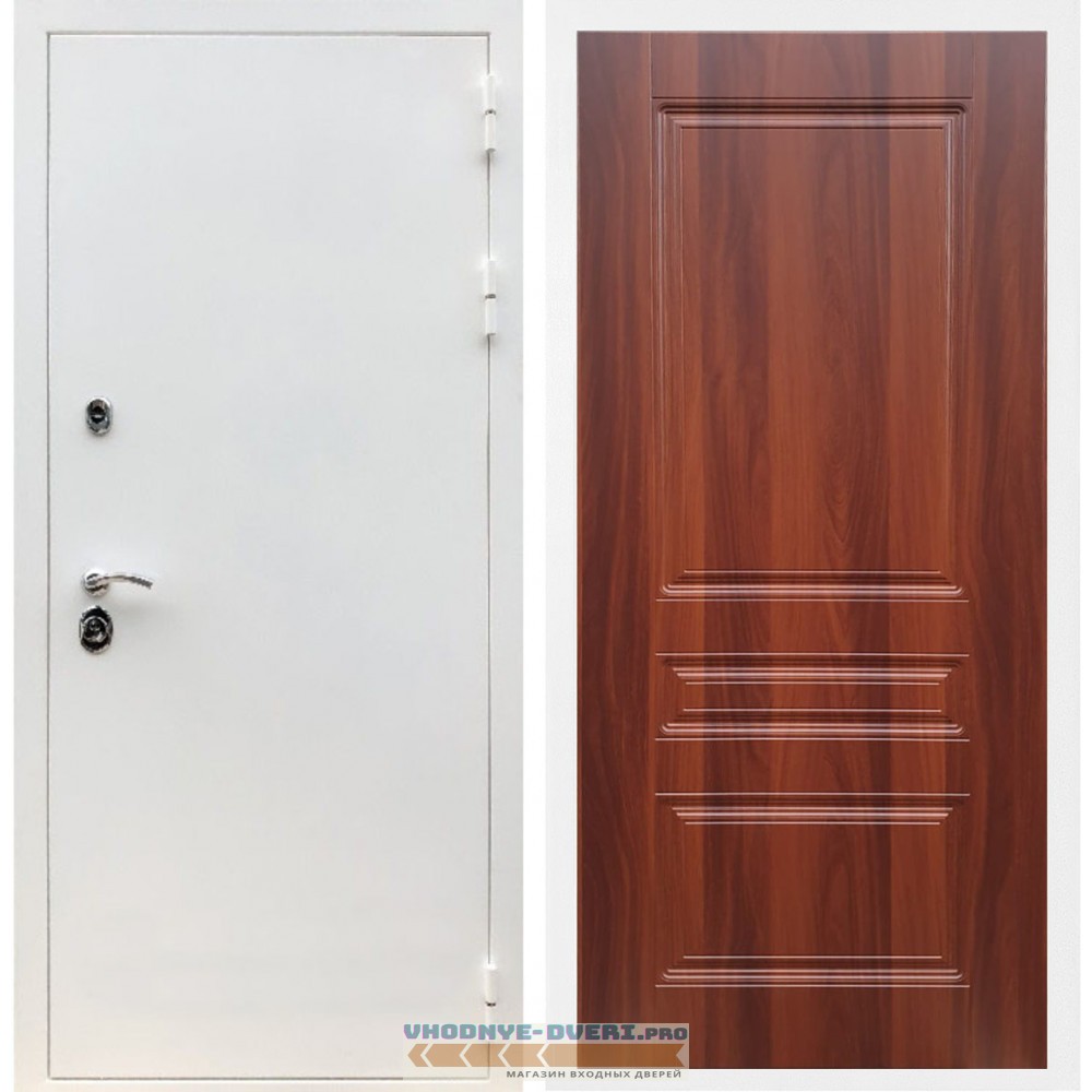 Входная дверь REX (Рекс) 5 белая шагрень ФЛ-243 итальянский орех