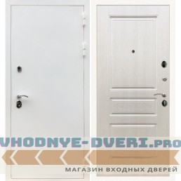 Входная дверь REX (Рекс) 5 белая шагрень ФЛ-243 лиственница беж с узором