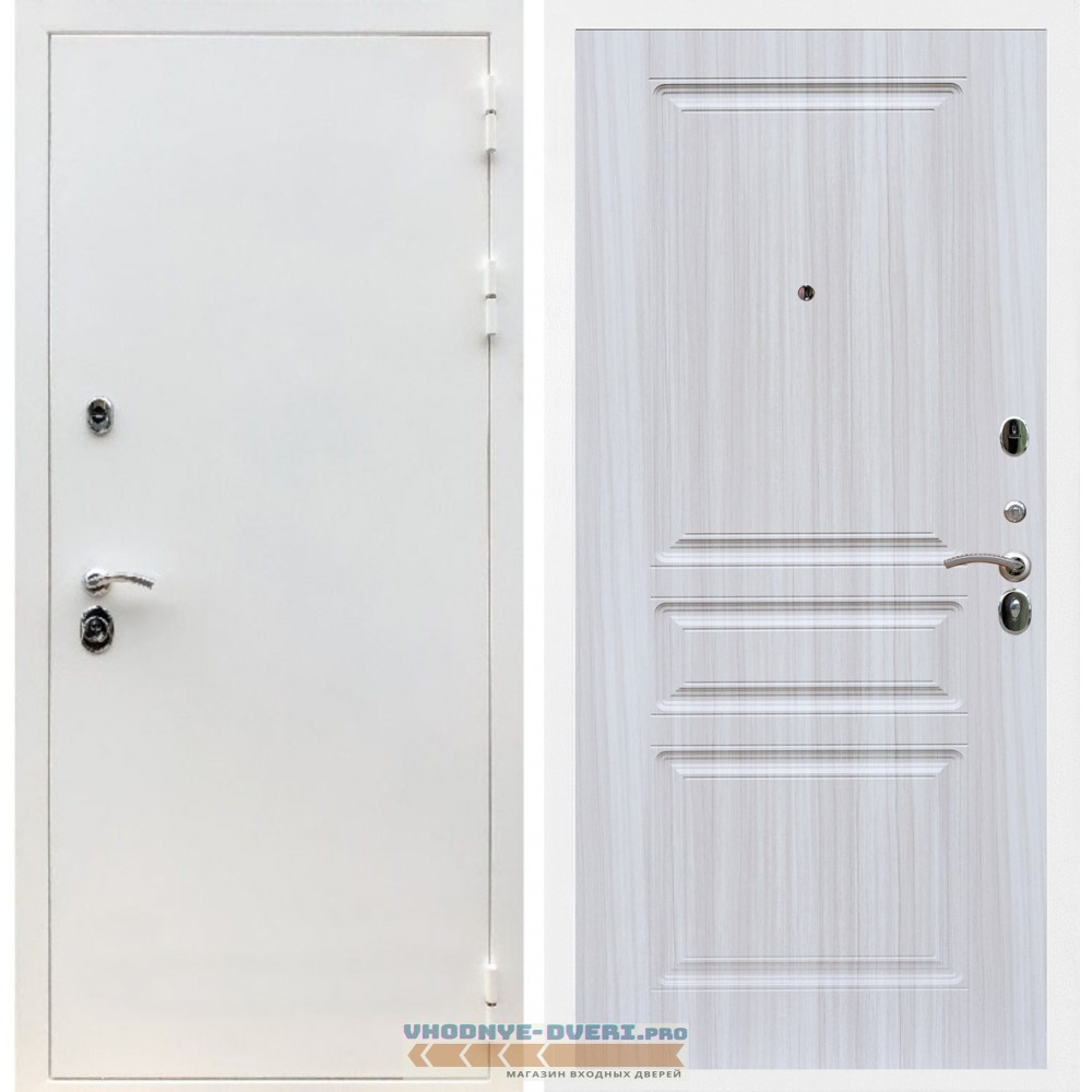 Входная дверь REX (Рекс) 5 белая шагрень ФЛ-243 Сандал светлый