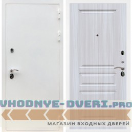 Входная дверь REX (Рекс) 5 белая шагрень ФЛ-243 Сандал светлый