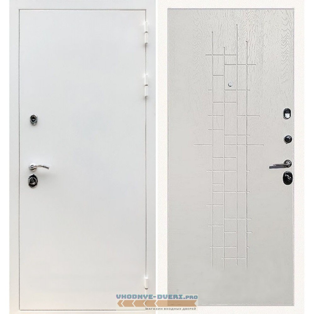 Входная дверь REX (Рекс) 5 белая шагрень ФЛ-289 Белый ясень